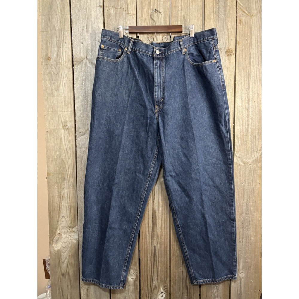 Levis 752 Mens 44x30 Blue Denim Jeans Straight Relaxed Fit - Picture 2 of 5